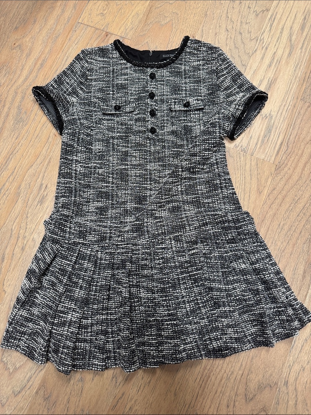 Classic Black & White Tweed Dress